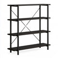 4-Tier Black Rectangular Bookcase, 47.2 x 13.8 x 53.5 in, Engineered Wood and Steel