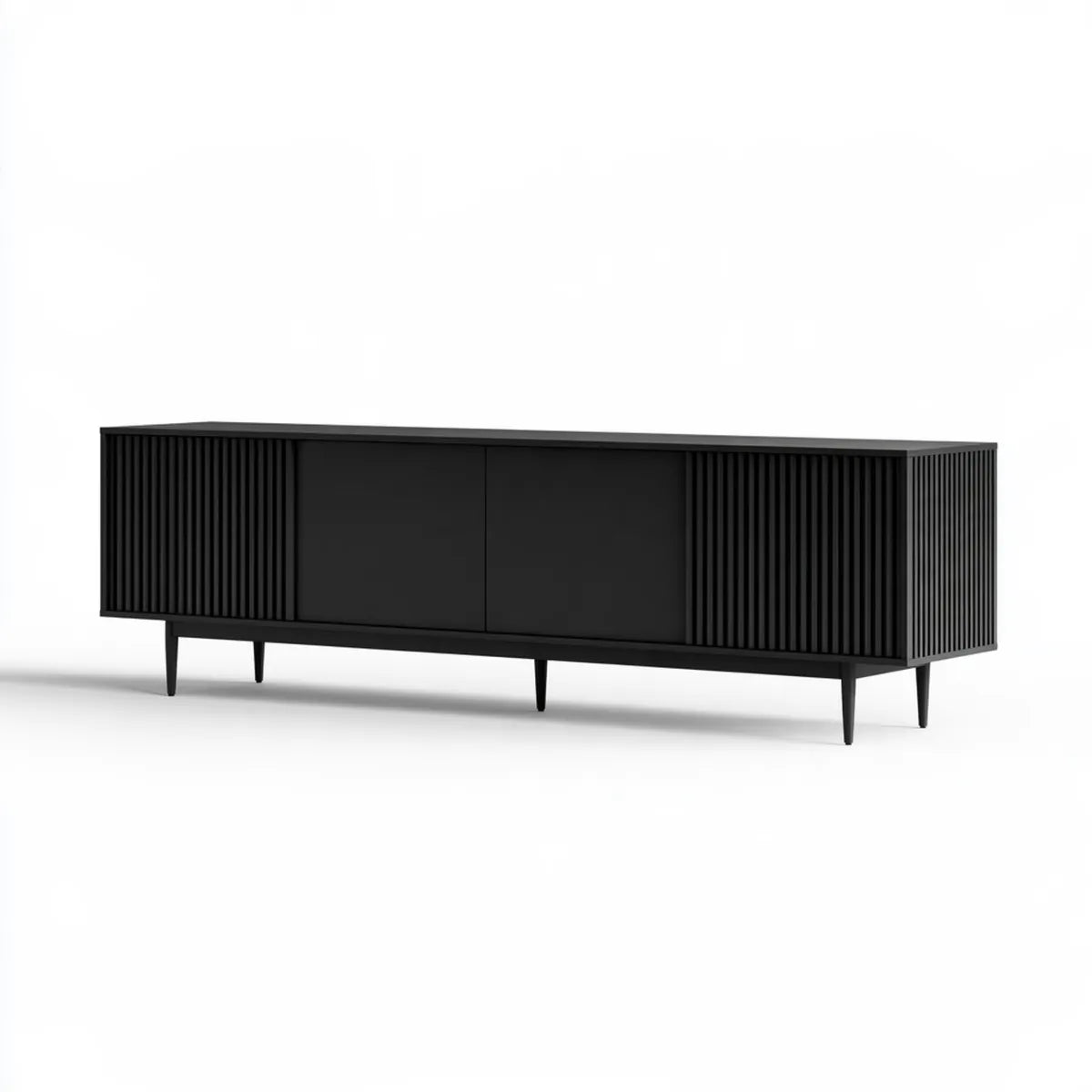 78.7 in Black MDF 4-Door TV Stand Rectangular Media Console
