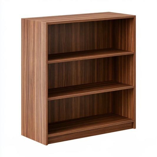 31.5 x 11.8 x 47.2 in Walnut Veneer Engineered Wood 3-Tier Bookcase