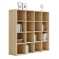 16 Cube Storage Bookcase, 57.1 x 57.1 x 15.4 in, Natural Oak MDF Rectangular Bookcase