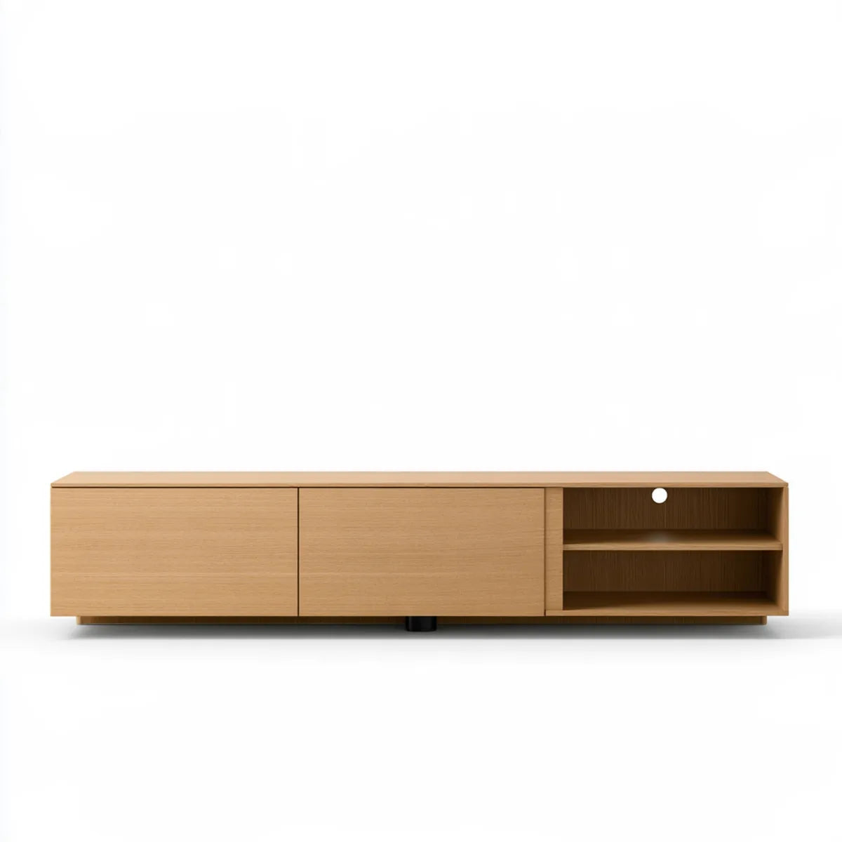 71 x 16 x 18 in Light Oak MDF and Oak Veneer Rectangular TV Stand Media Console